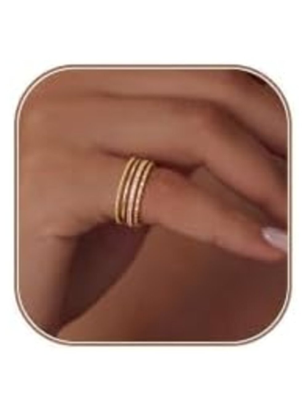 14K Gold Plated Stackable Rings Set Stainless Steel Wedding Bands